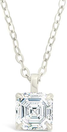 Sterling Forever Sterling Silver Asscher Prong Set Pendant