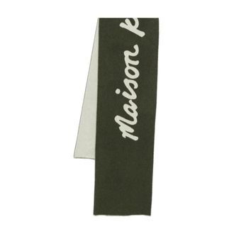 Maison Kitsun&eacute; Winter Scarves, male, Green, Size: ONE SIZE Handwriting Scarf