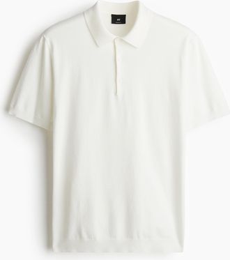 H&M Feinstrick-Poloshirt in Regular Fit - White