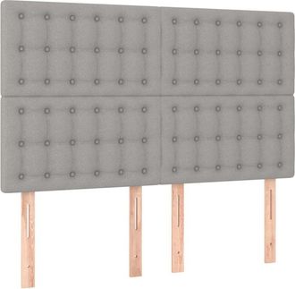 vidaXL Cabecero Con Luces Led Tela Gris Claro 144x5x118/128 Cm Vidaxl