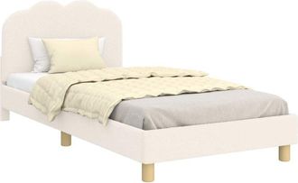 vidaXL Cama Para Ni&ntilde;os Con Cabecero Crema 90 X 200 Cm Tela De Oveja Vidaxl