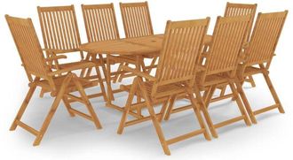 vidaXL Conjunto De Comedor De Jard&iacute;n 9 Piezas Madera Maciza De Teca Vidaxl