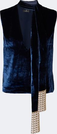 Etro Top in velluto con frange
