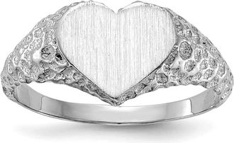 Diamond2Deal 14k White Gold Open Back Heart Signet Ring