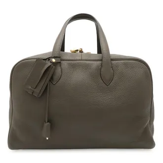 Herm&egrave;s Olive Taurillon Clemence Leather Boston Bag (Pre-Owned)