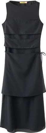 Mango Semi-Sheer Paneled Overlay Dress in Black at Nordstrom, Size 6