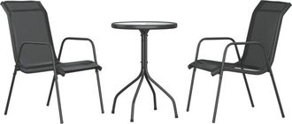 vidaXL 3 Piece Garden Dining Set Black Steel vidaXL