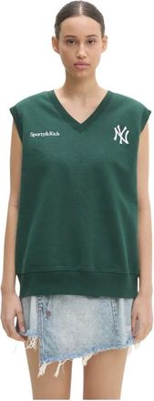 Sporty & Rich Chaleco Yankees Serif con Cuello en V - Knitwear - Mujer - Verde - S