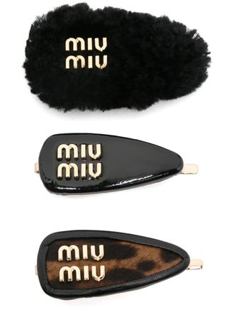 Miu Miu Logo-Lettering Hair Clips (Set Of Three)