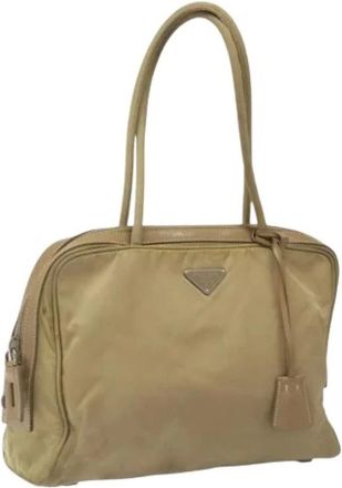 Prada Pre-owned Handbags, female, Beige, Size: ONE SIZE Pre-owned Vintage Nylon Hand Bag