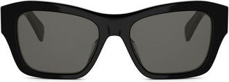 Celine Triomphe 54mm Butterfly Sunglasses in Shiny Black /Smoke at Nordstrom