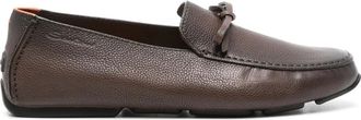 Santoni Bruin leren casual loafers - Heren - Loafers - Bruin - 45 EU - Leer - Schoenen