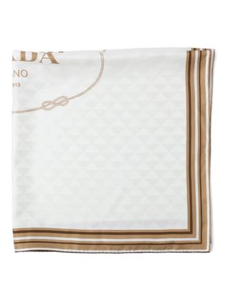 Prada printed silk scarf - women - Silk - One Size - Neutrals
