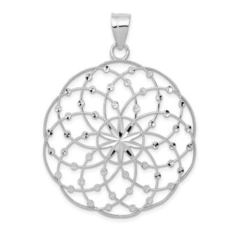 Diamond2Deal 14k White Gold Diamond Cut Sphere Pendant