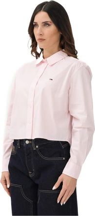 Tommy Jeans Shirt met lange mouwen en knopen - Dames - Overhemden - Roze - S - Overhemden