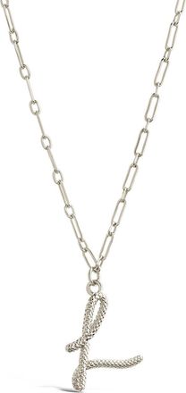 Sterling Forever Textured Initial Charm Pendant Necklace