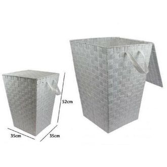 Trade Shop Trade Shop - Cesto Cestino Portatutto Portaoggetti Casa Coperchio 35x52cm 79102 Grigio Chiaro