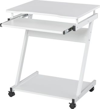 HOMCOM Tavolo Scrivania Porta Pc Piano Tastiera A Scomparsa E 4 Ruote Bianco - Homcom