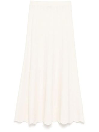 N.Peal chevron stitch maxi skirt - women - Organic Cashmere - M - Neutrals