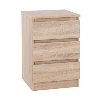 Seconique Malvern 3 Drawer Bedside - L40 x W40 x H60 cm - Sonoma Oak Effect