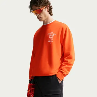 Nike Mens Nike ACG Tuff Fleece Dri-FIT Crew-Neck Sweatshirt in Orange | IU8162-819