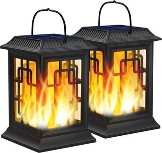 OEM 2 Faroles Solares Colgantes Negros - Impermeables - Decorativos Para Jard&iacute;n, Patio Y Terraza