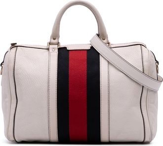 Gucci Pre-owned Womens Boston Handbag Web Stripe - Ivory Leather - One Size