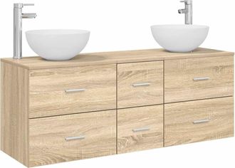 vidaXL Juego De Muebles De Ba&ntilde;o 3 Uds. Roble Sonoma 49,5 X 35 X 63 Cm Vidaxl