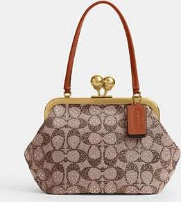 Coach Kisslock Frame Bag 16 In Crystal Signature Jacquard