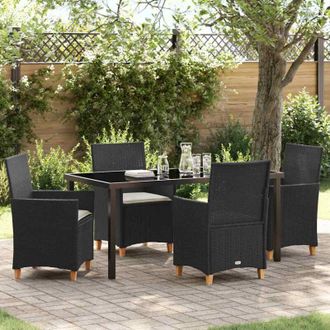 vidaXL Vidaxl - Conjunto De Comedor De Jard&iacute;n 5 Pcs Negro Rat&aacute;n Sint&eacute;tico