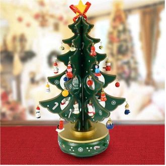 Trade Shop Trade Shop - Carillon Natalizio Albero Di Natale Legno Con Addobbi 33cm Decorazioni Natalizie