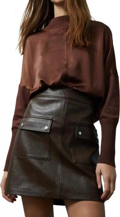 M&eacute;lissa Nepton Damia Faux Leather Mini Skirt In Dark Brown