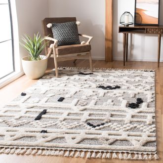 Safavieh Casablanca Hand Made Area Rug, Ivory / Black Bohemian Style Non-Shedding