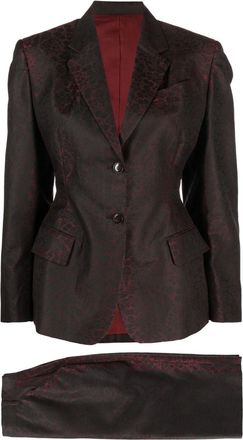Jean Paul Gaultier 2000 jacquard skirt suit - women - Rayon/Cupro - 40 - Red