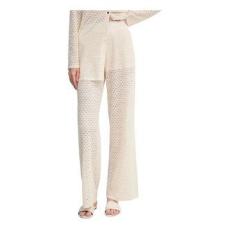 Marc Aurel Wijde broek - Dames - Wijde Broeken - Beige - M - Katoen - Broeken
