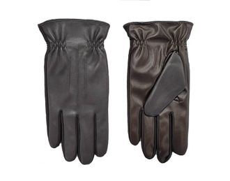 Isotoner Mens Sleekheat Faux Nappa With Gathered Wrist Glove In Brown