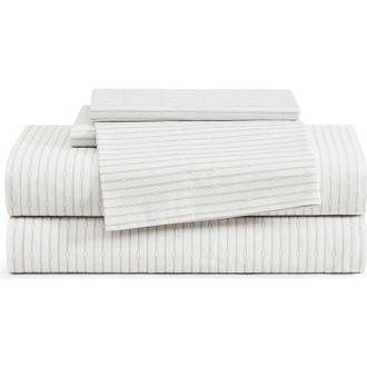 Tommy Hilfiger Monogram Stripe Cotton Percale Sheet Set in Rocky Grey at Nordstrom, Size Twin X-Long