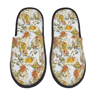 Generic Camping Slippers Ducks And Flowers Non Slip House Shoes Warm Sleepers Winter Slipper For Travel Bedroom M