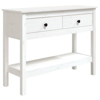 Berkfield Home Console Table White 100x35x75 cm Solid Wood Pine | Size: 100 x 35 x 75 cm