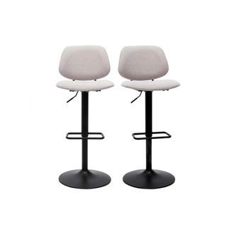 Miliboo Miliboo - Set De 2 Taburetes De Cocina Regulables De Dise&ntilde;o De Tejido Efecto Aterciopelado Beige Y Metal Negro Barnet