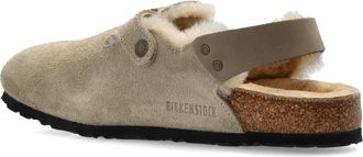 Birkenstock Mens Tokio Shearling Suede Mules Beige Shoes > Loafers & Sandals