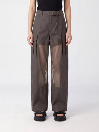 sacai Pantaloni cargo a gamba larga in georgette con vita media