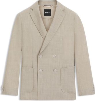 BOSS Double-breasted blazer in micro-patterned wool