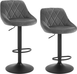 Woltu Woltu 2x Taburete De Bar Con Respaldo Terciopelo Taburetes Alto Cocina Regulable En Altura Taburete Giratorio Sillas Bar Taburete De Escritorio Gris O
