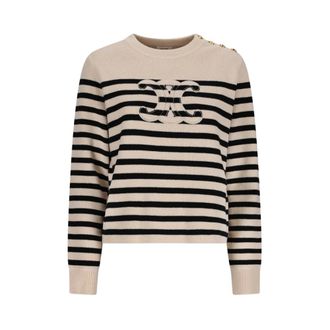 Celine Triumph Round Neck Jumper - female - CELINE - Round-neck Knitwear - Black - S - Knitwear