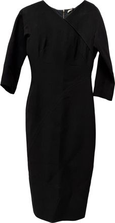 Victoria Beckham Midi Dress in Black Wool