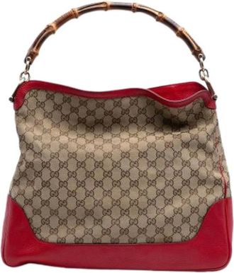 Gucci Pre-owned Shoulder Bags, female, Brown, Size: ONE SIZE Pre-owned Canvas Shoulder Bag