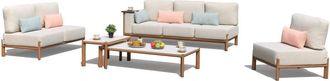 Outdoor Living Conjunto de 6 plazas con cojines, aluminio, marr&oacute;n