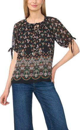 CeCe by Cynthia Steffe Floral Print Raglan Top in Alpine Green at Nordstrom, Size Xx-Large