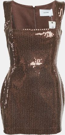 Alex Perry Brown Sequin Sleeveless Portrait Mini Dress